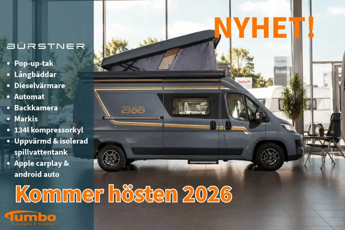Bürstner - B66 Campeo C 640 Pop-up 140hk Automat Backkamera — Plåtis